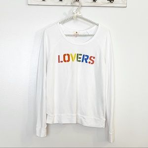 Sundry Lovers Rainbow Text Sweatshirt Anthropologie NWOT